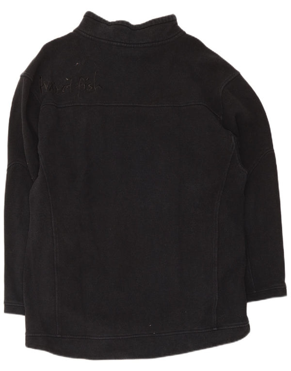 Weird Fish Sweat-shirt à col zippé pour homme en coton noir Taille L
