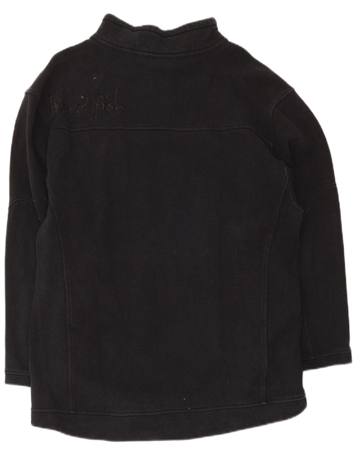 Weird Fish Sweat-shirt à col zippé pour homme en coton noir Taille L