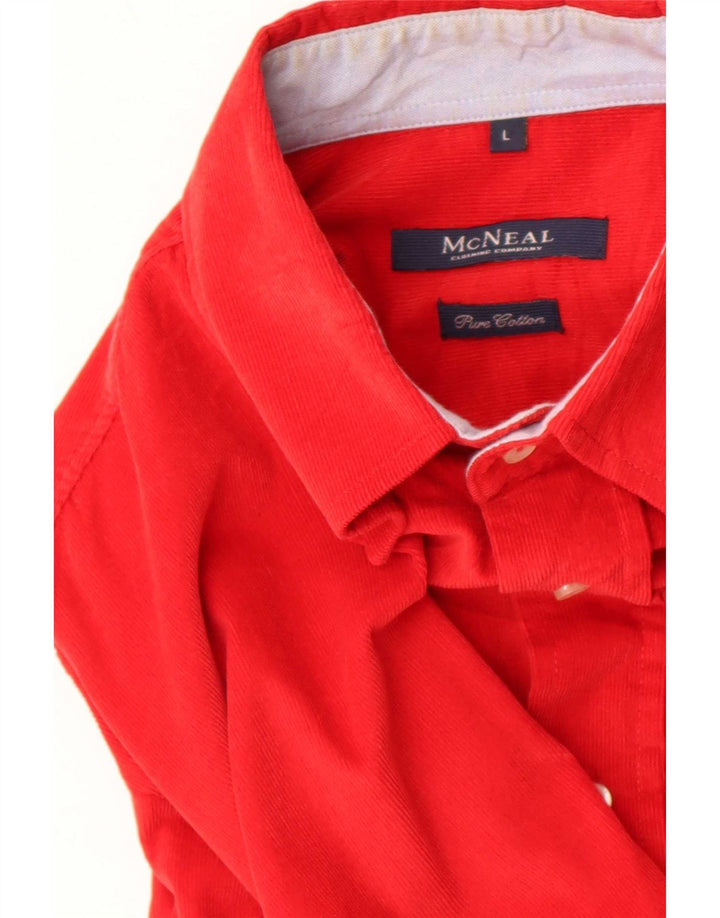 McNeal Chemise en velours côtelé pour homme Grand coton rouge