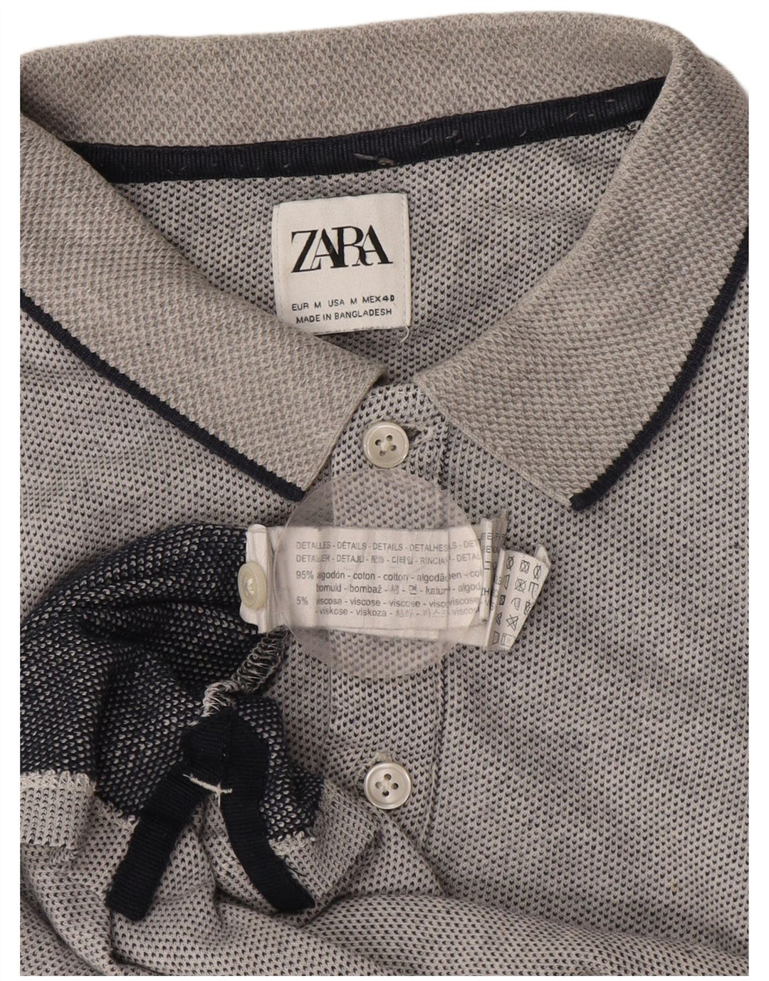 Polo Homme Zara Gris Moyen Coton