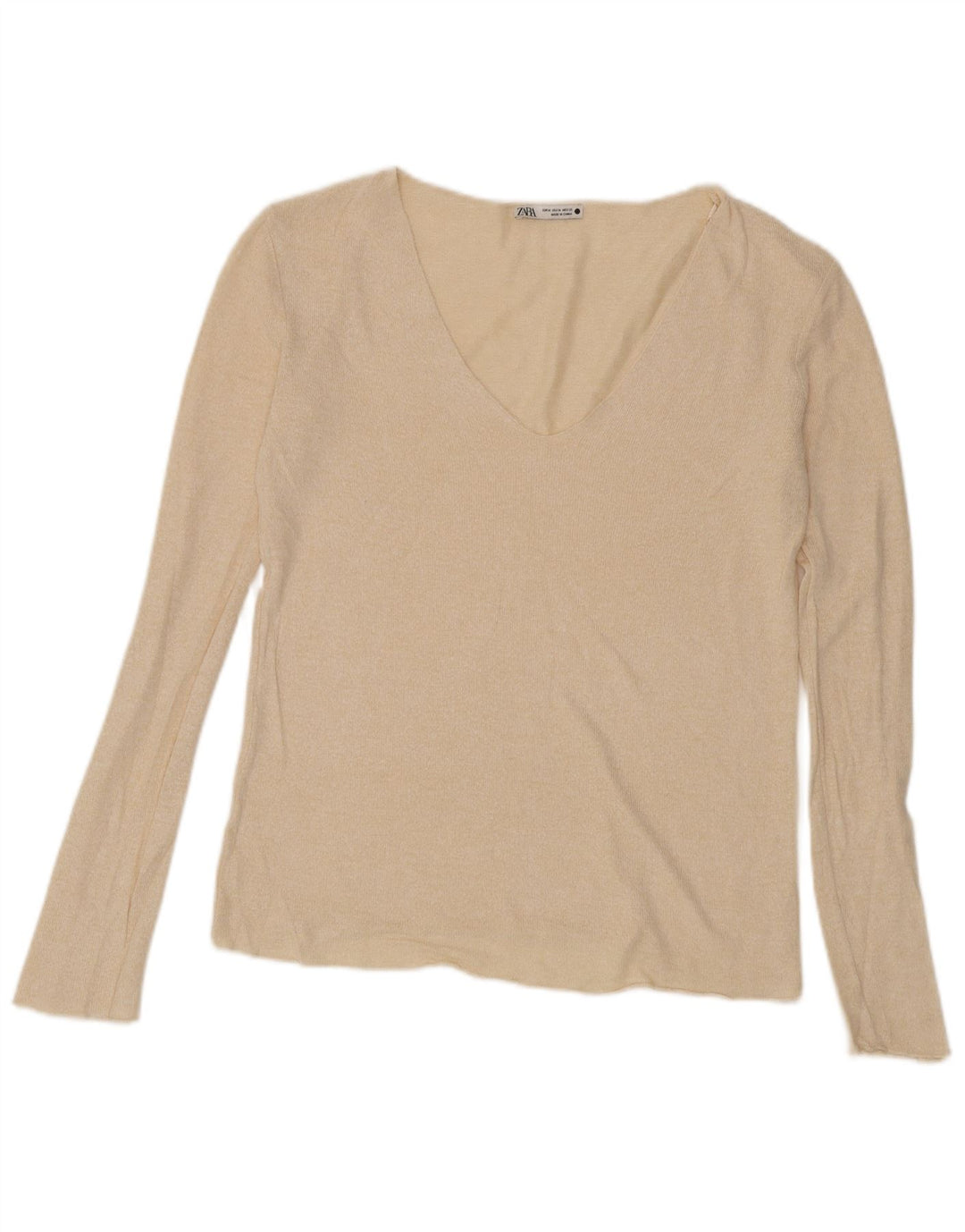 Zara Femme Top Manches Longues UK 14 Beige Moyen