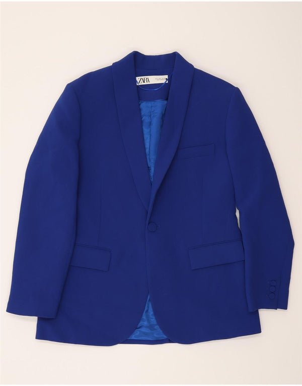 Zara Veste blazer 1 bouton pour homme UK 40 Large Bleu Viscose