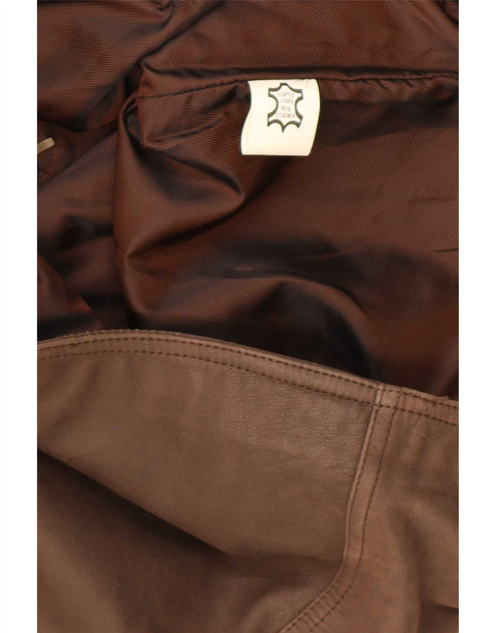 gilet en cuir homme vintage IT 64 5XL Marron