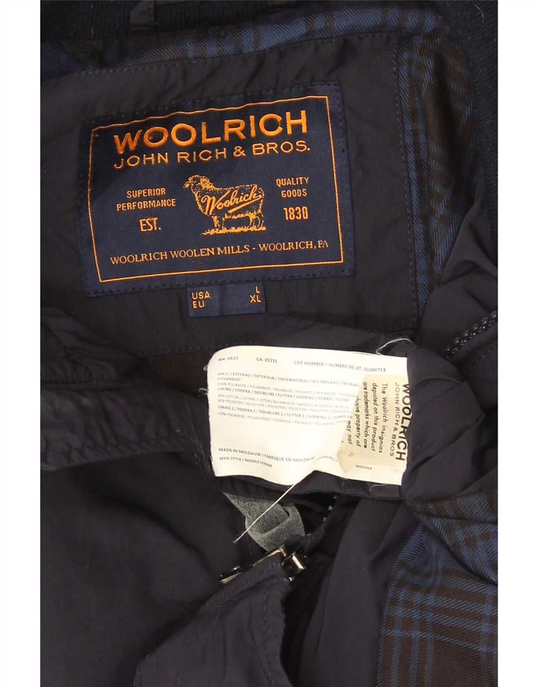 Woolrich Veste Bomber Homme UK 40 Large Bleu Marine Polyamide