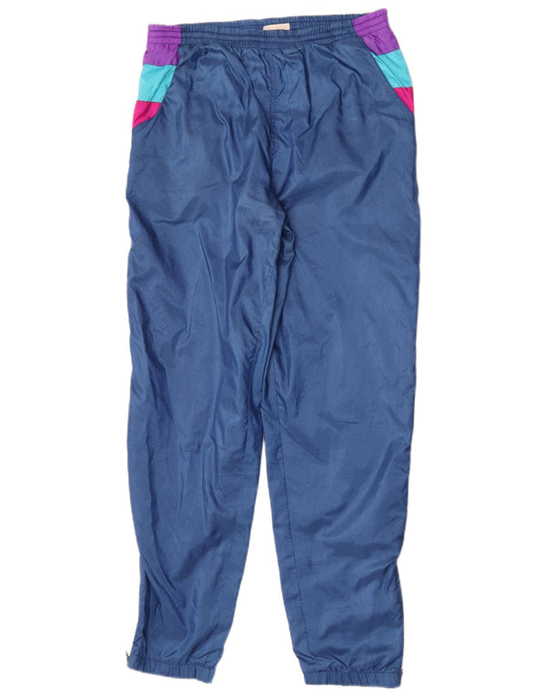 vintage Mens Survêtement Pantalon Joggers Petit Bleu Colorblock Nylon