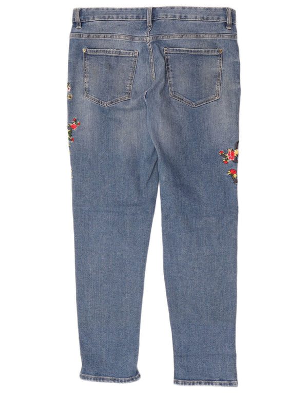 Marks & Spencer Womens Slim Jeans UK 12 Medium W32 L28 Blue Floral