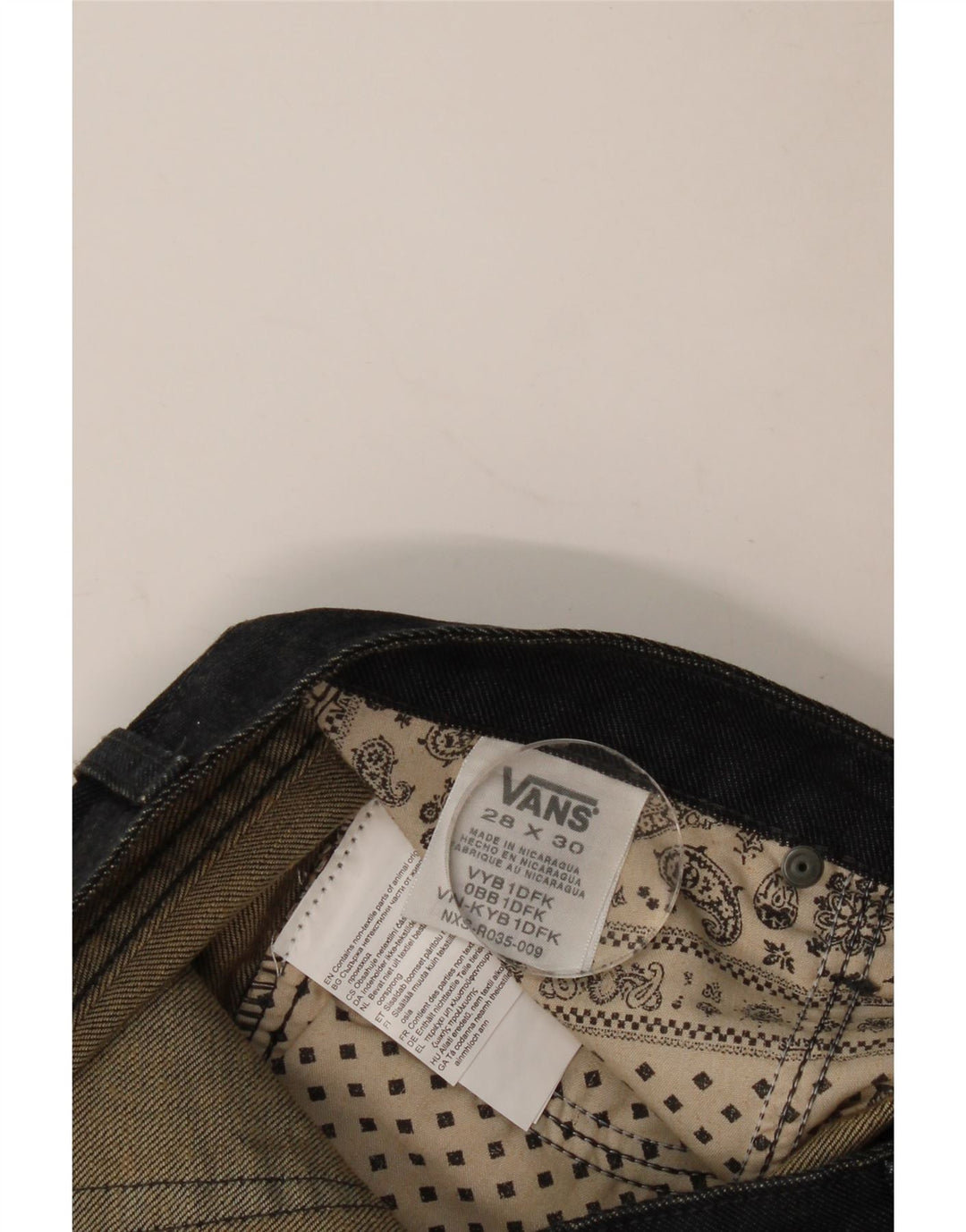 Vans Jean droit homme W28 L25 bleu marine coton