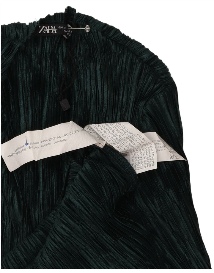 Zara Robe longue à manches longues pour femme UK 10 Petit Vert Polyester