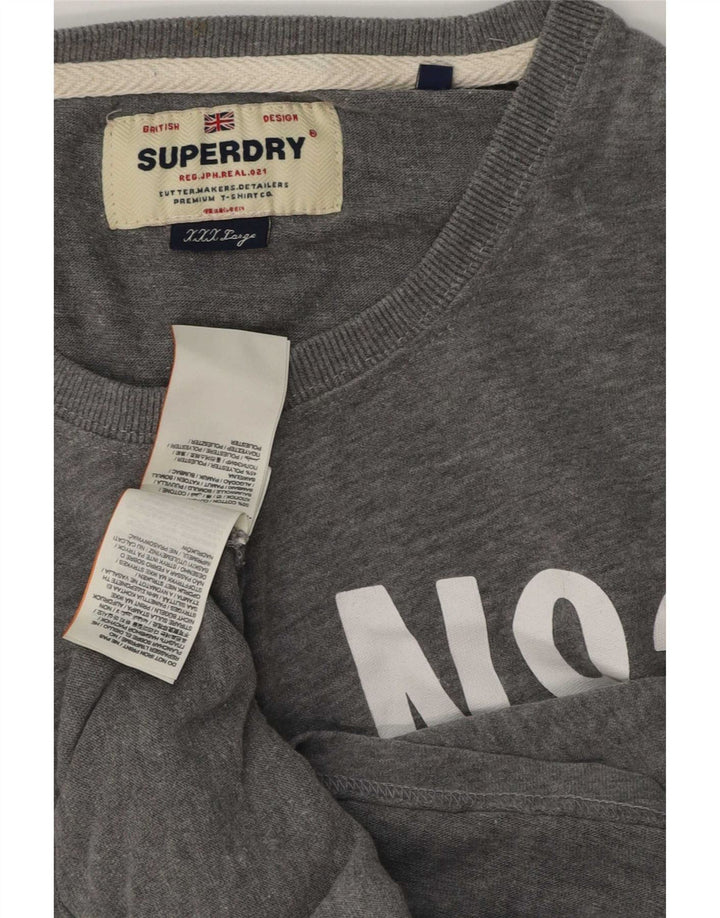 Superdry Haut Graphique à Manches Longues 3XL Homme Gris Coton