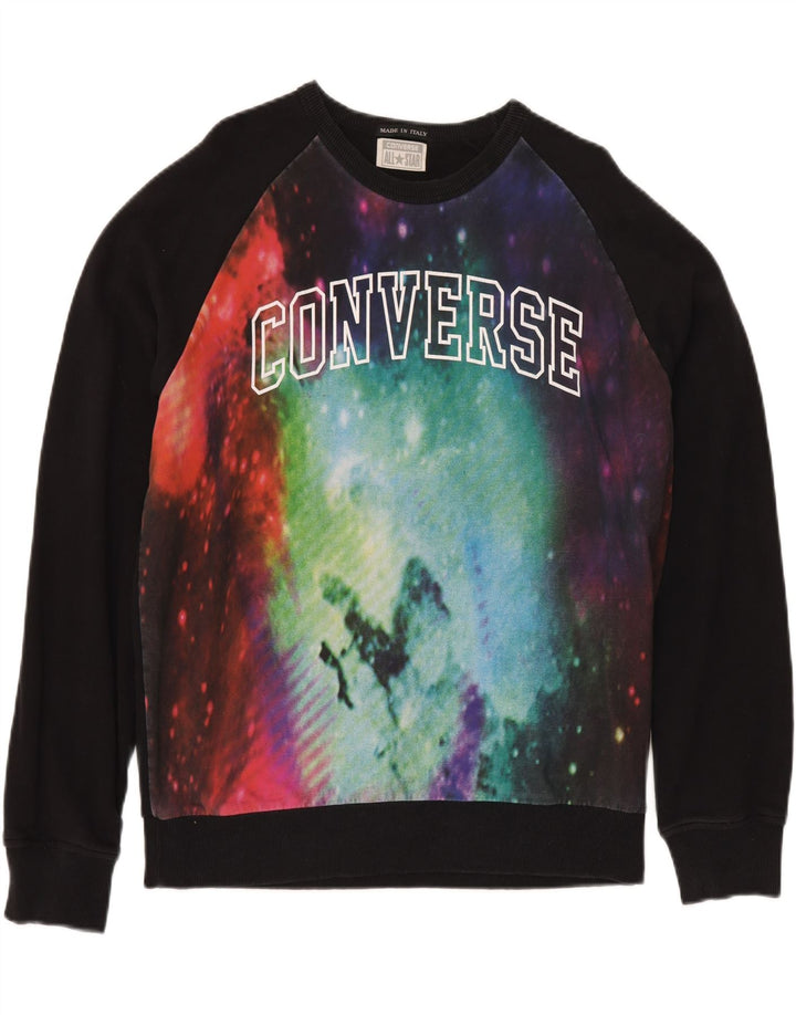 CONVERSE Sweat-shirt graphique pour homme XL en coton tie-dye noir