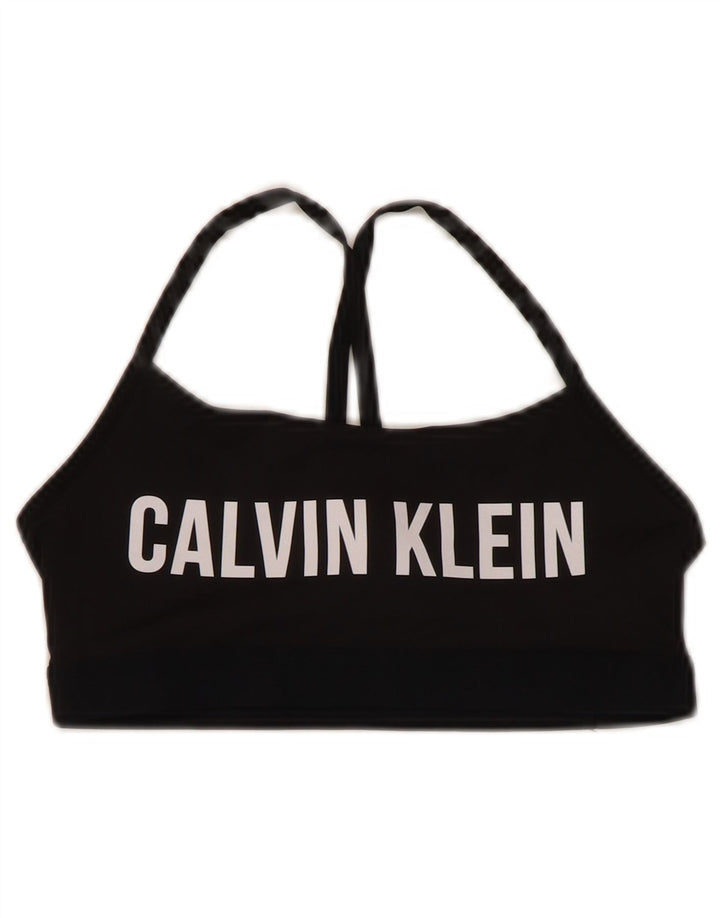CALVIN KLEIN Haut de soutien-gorge de sport graphique pour femme UK 8 Small Noir