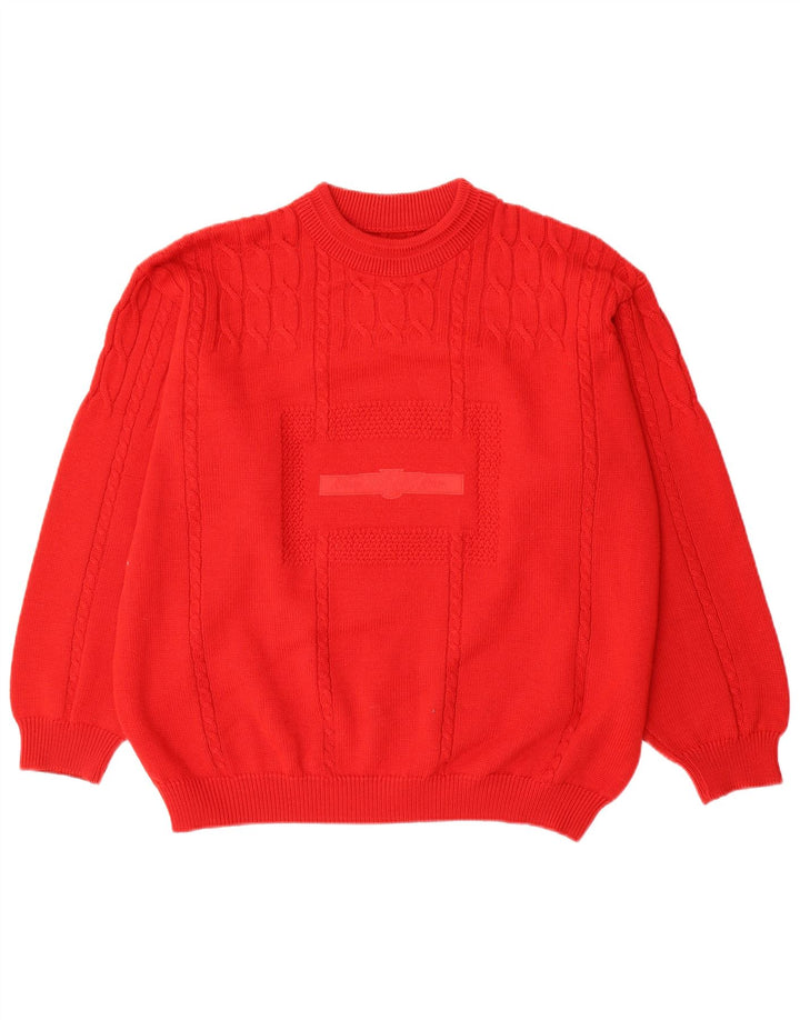 vintage Mens Crew Neck Jumper Pull XL Laine Rouge