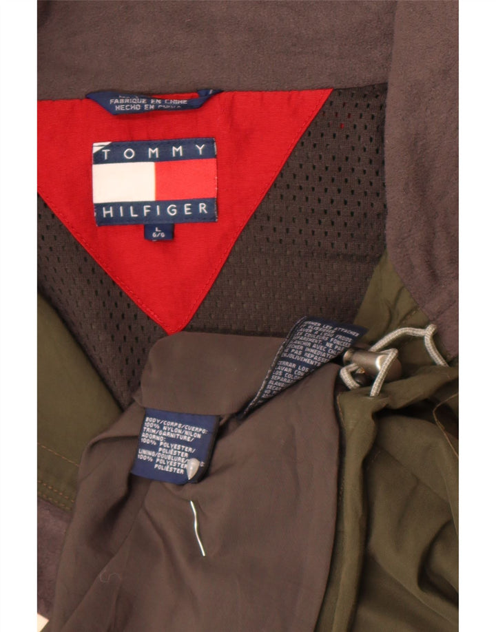 Tommy Hilfiger Veste utilitaire pour homme UK 40 Large Kaki Colourblock Polyester