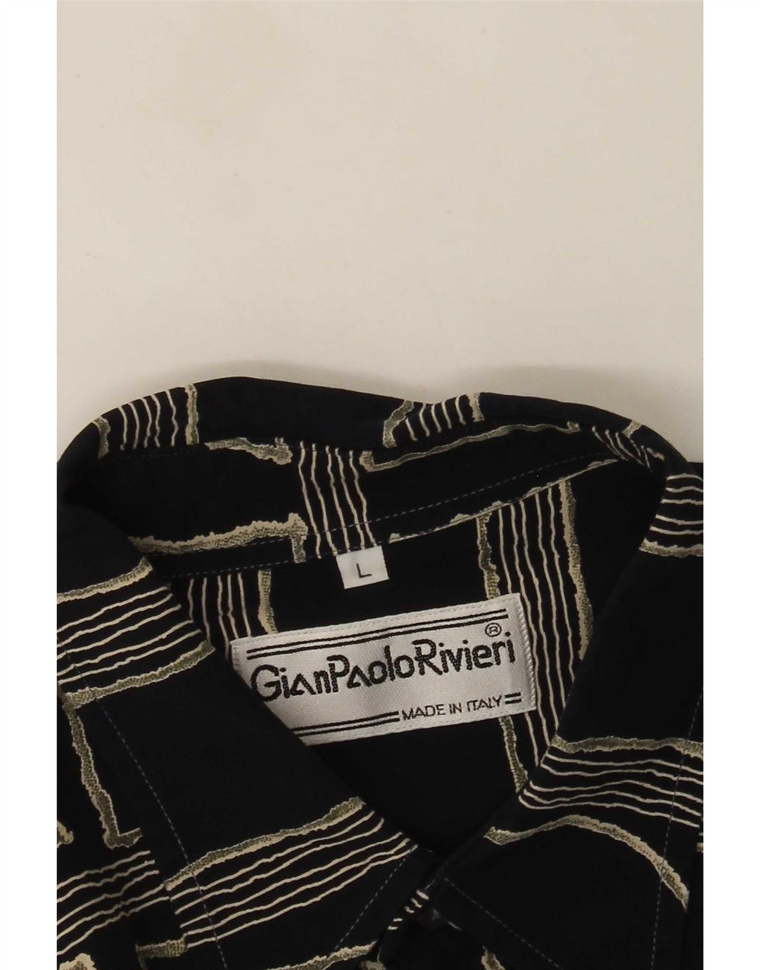 vintage Chemise à manches courtes pour hommes Grand Noir Géométrique