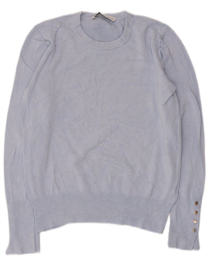 Zara Pull à col rond pour femme UK 12 Bleu moyen