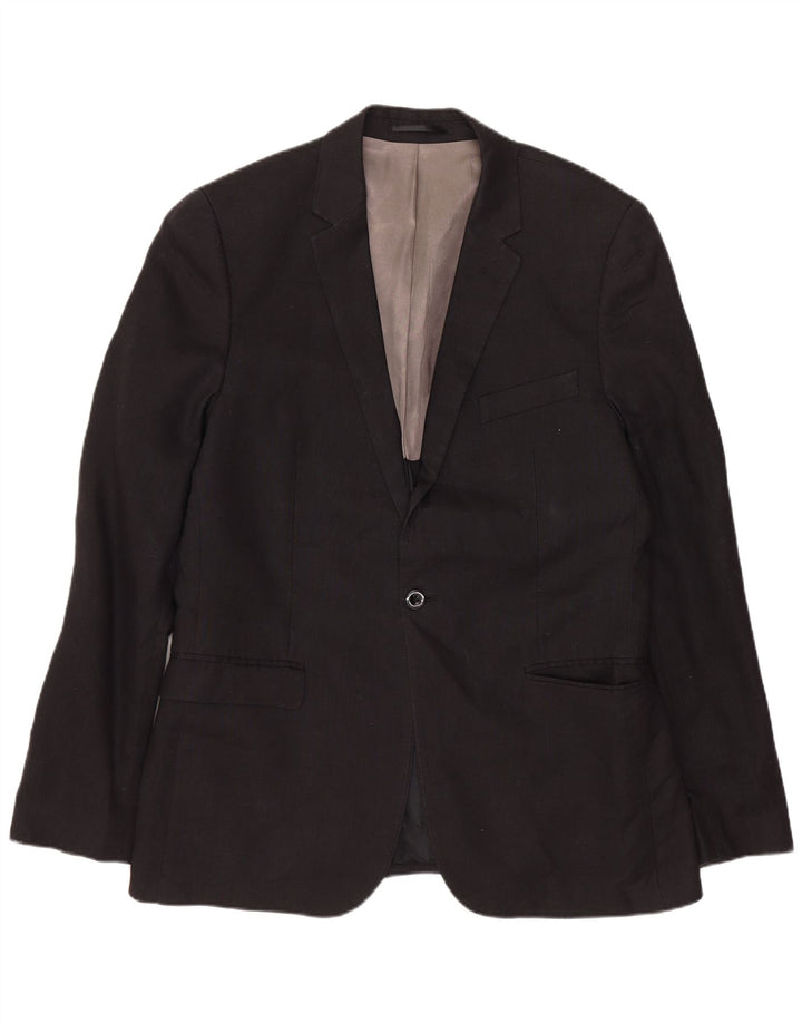 DKNY Veste Blazer Slim Fit 1 Bouton pour Homme UK 40 Grande Laine Noire