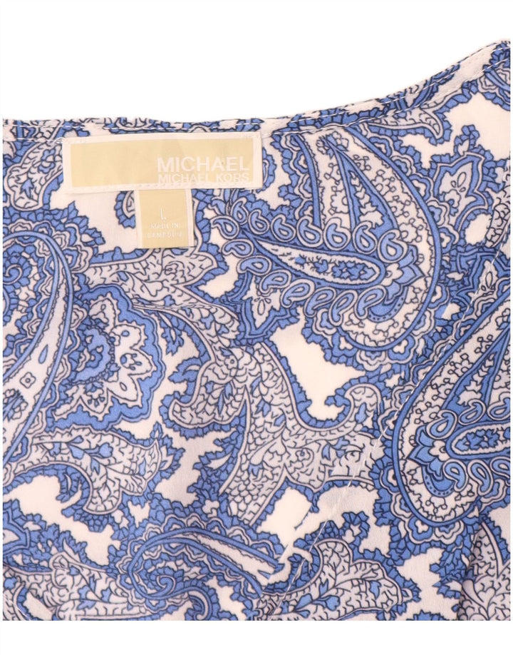 MICHAEL KORS Chemisier sans manches pour femme UK 16 Grand Bleu Paisley