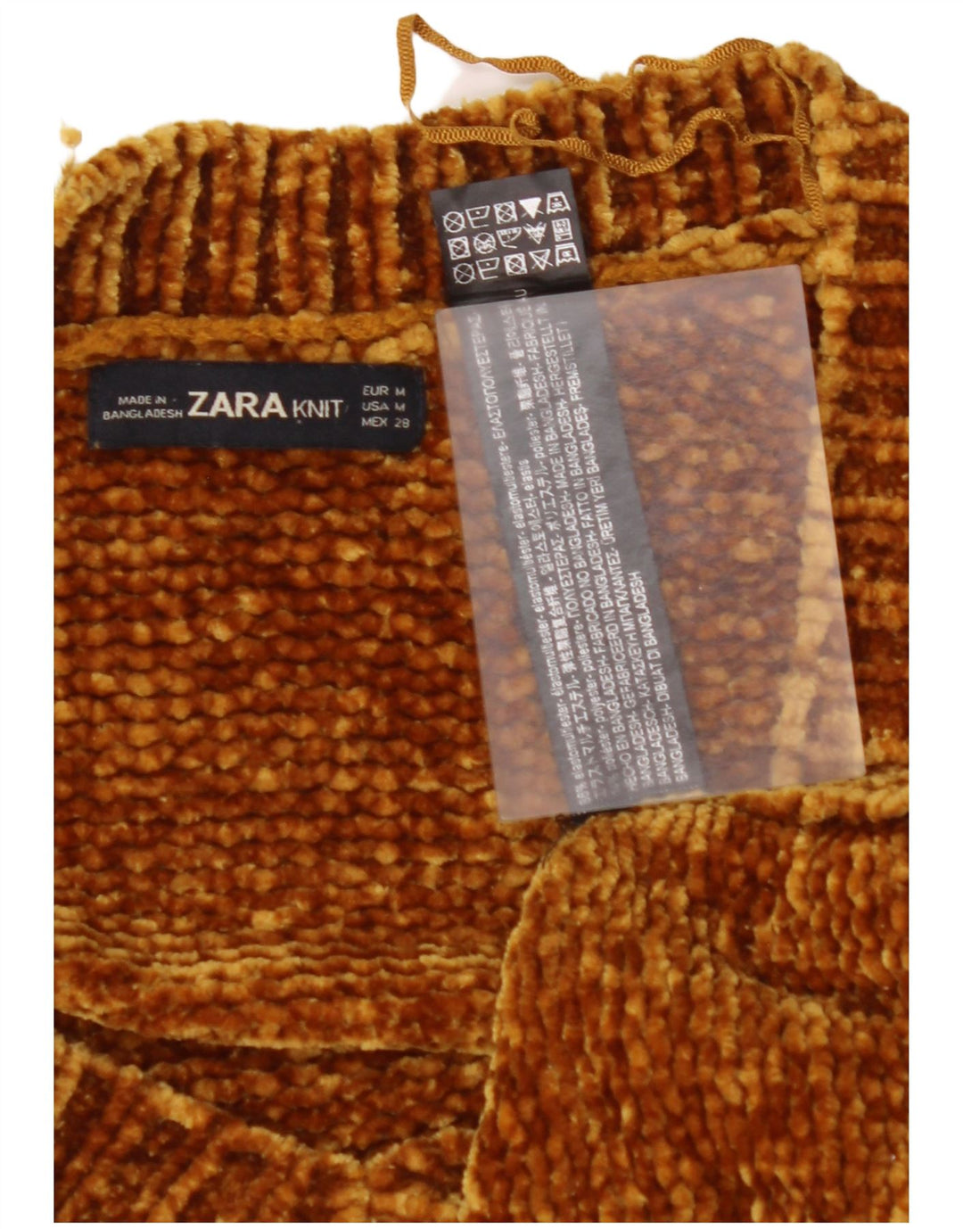 ZARA Pull surdimensionné à col en V pour femme UK 14 Élastomère marron moyen