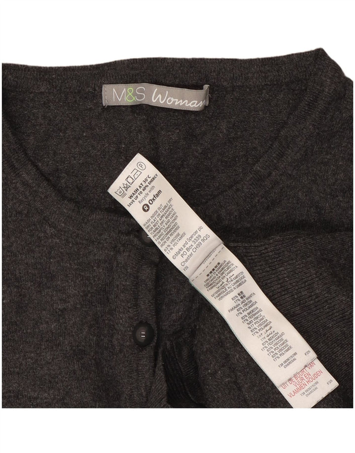 Marks & Spencer Cardigan court pour femme UK 44 Viscose gris moyen