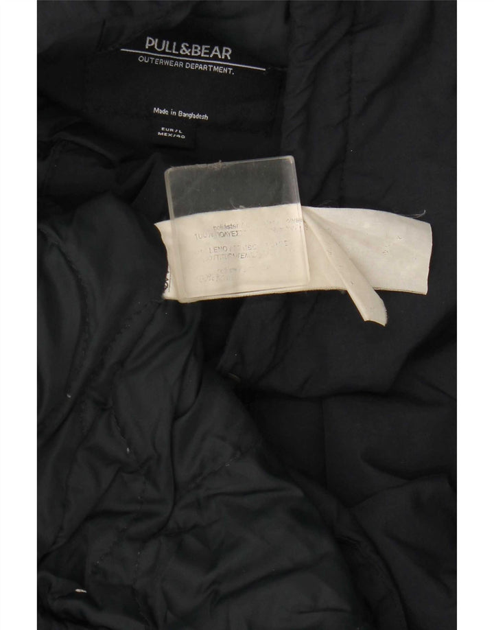 Pull & Bear Veste Anorak à capuche pour homme UK 40 Large Bleu Marine Polyester