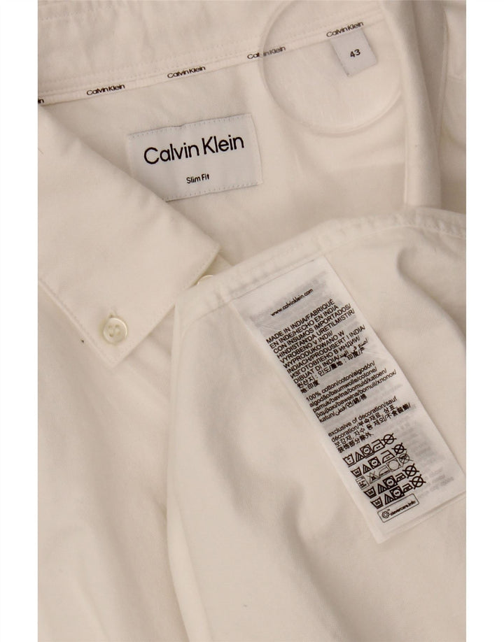 CALVIN KLEIN Chemise Slim Fit Homme Taille 43 Grand Coton Blanc