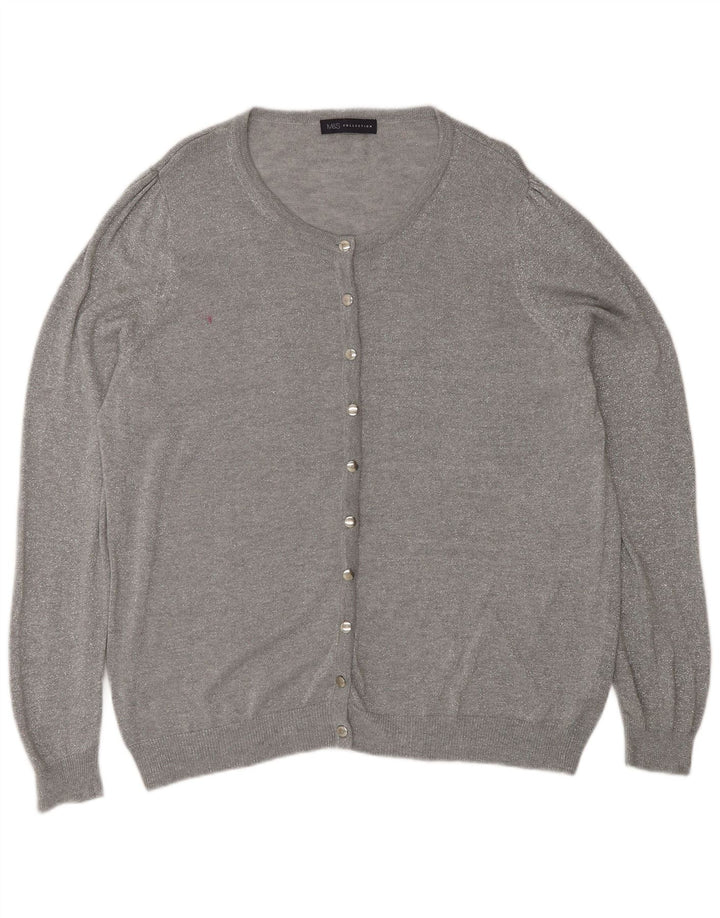 Marks & Spencer Pull Cardigan Femme UK 20 2XL Gris Polyamide