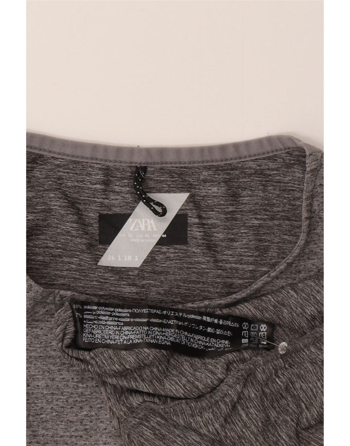 Zara Homme Top Manches Longues XL Gris Polyester