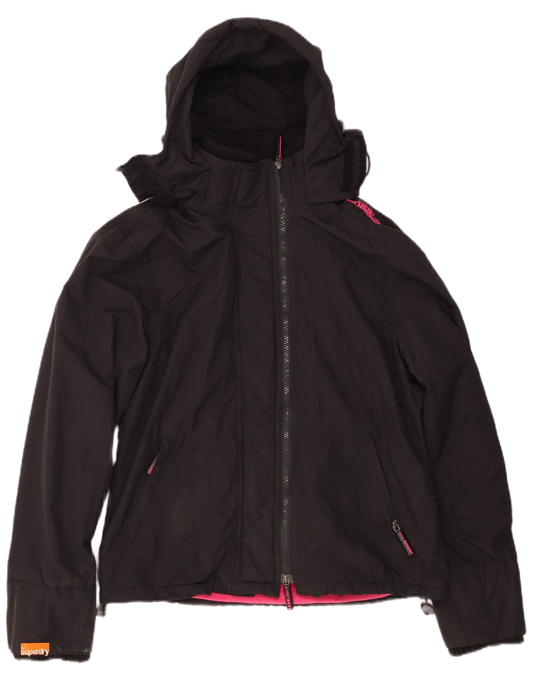 Superdry Veste coupe-vent à capuche pour femme UK 18 XL Nylon noir