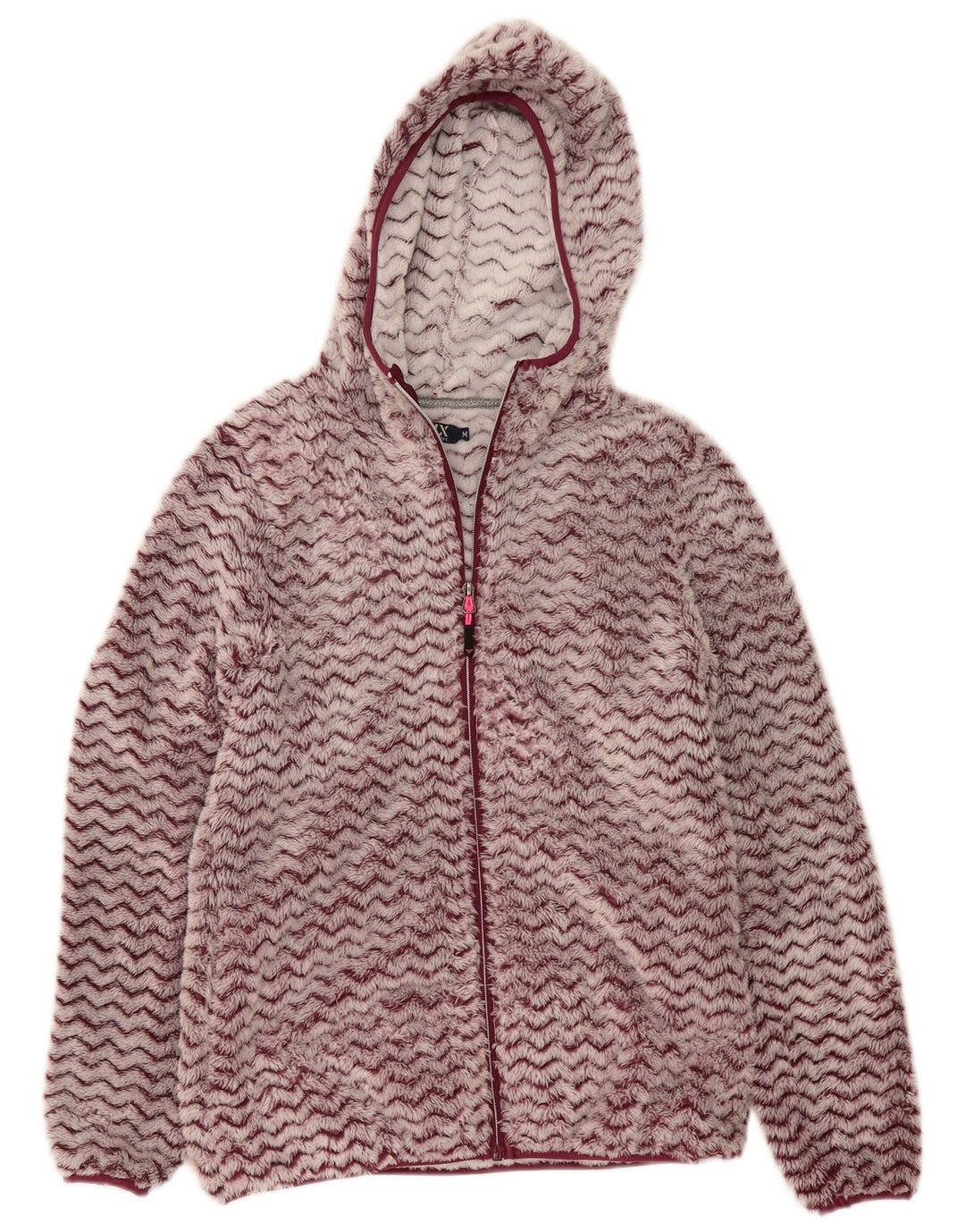 Avirex Veste polaire à capuche pour femme UK 12 Medium Bordeaux Chevron Polyester