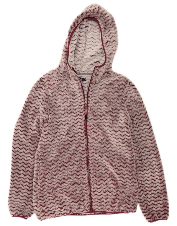 Avirex Veste polaire à capuche pour femme UK 12 Medium Bordeaux Chevron Polyester