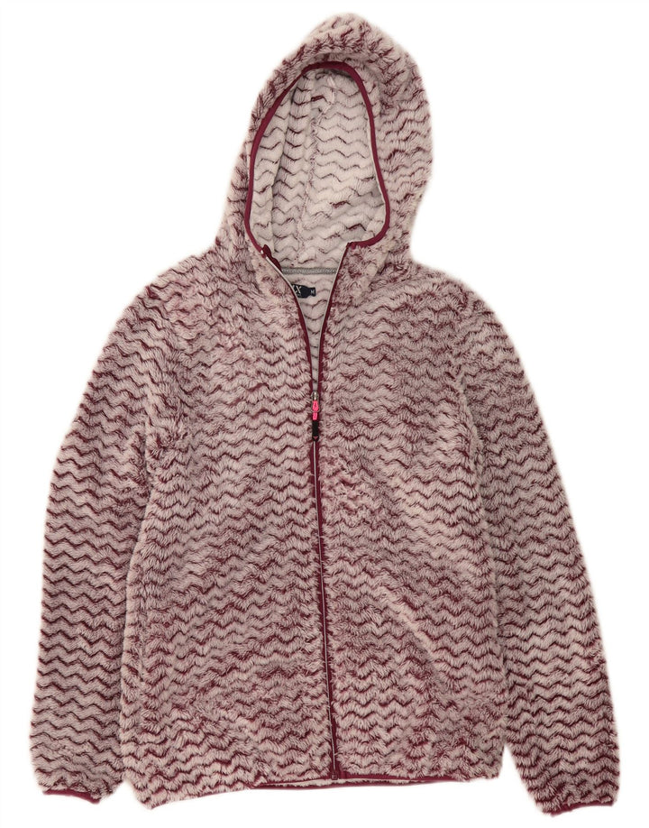 Avirex Veste polaire à capuche pour femme UK 12 Medium Bordeaux Chevron Polyester