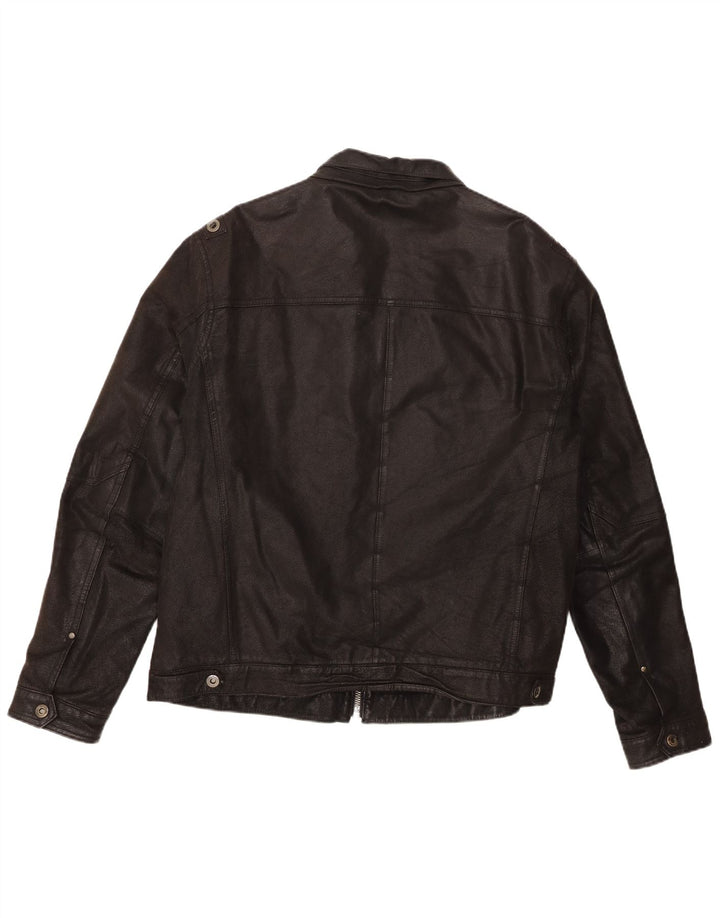 Angelo Litrico Veste en cuir pour homme UK 42 XL Cuir noir