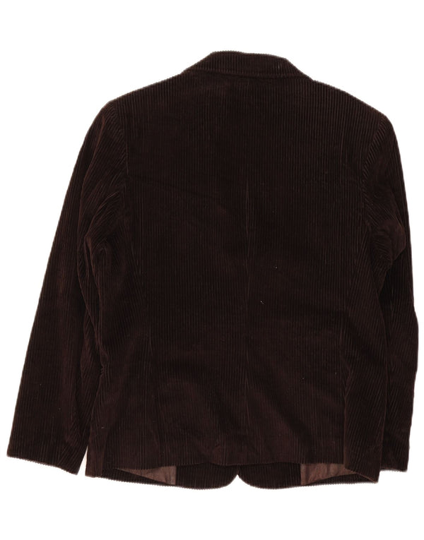 Sisley Veste blazer en velours côtelé à 2 boutons pour femme UK 16 Large Marron Coton