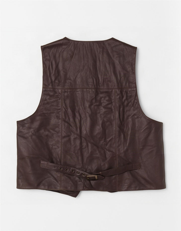 gilet en cuir homme vintage marron moyen