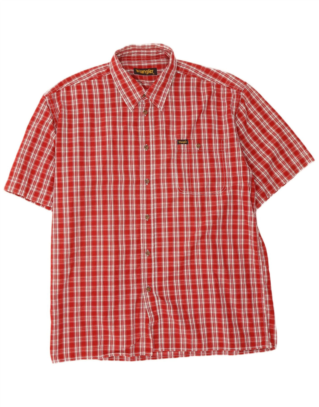 WRANGLER Mens Short Sleeve Shirt XL Red Check Cotton