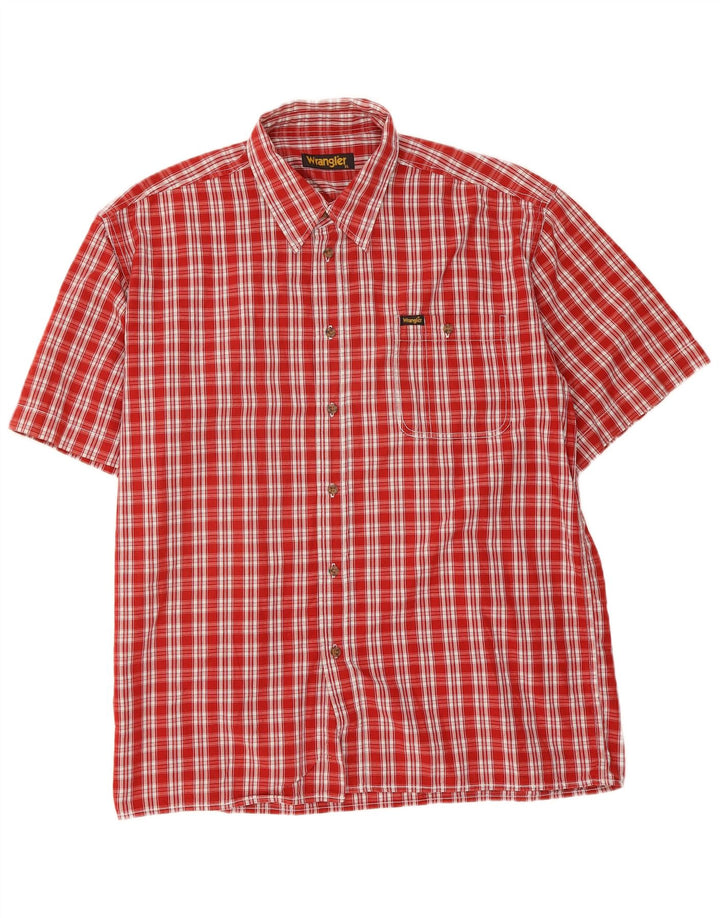 WRANGLER Mens Short Sleeve Shirt XL Red Check Cotton