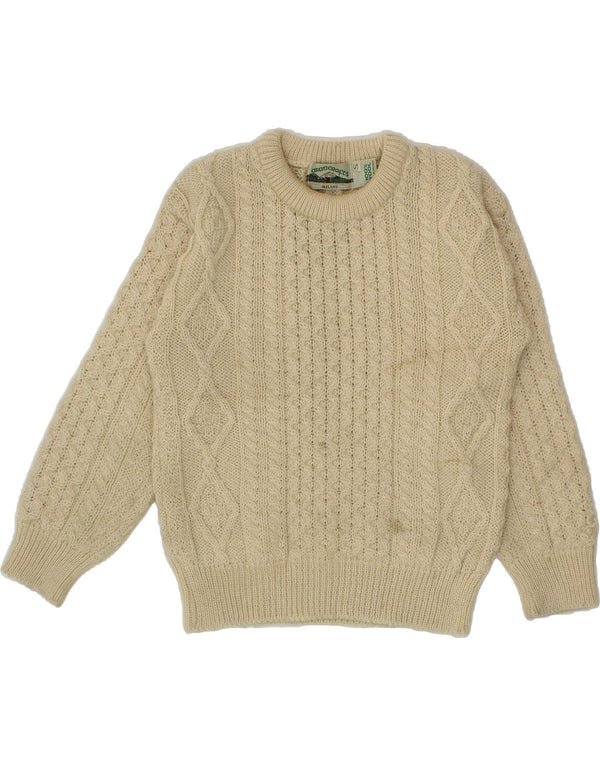 ARANCRAFTS Pull col bateau pour femme UK 10 Petite laine beige