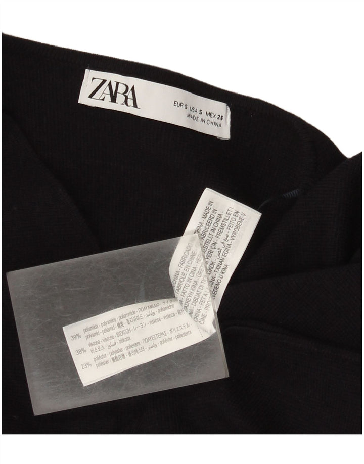 Zara Femme Cardigan Pull UK 10 Petit Bleu Marine Polyamide