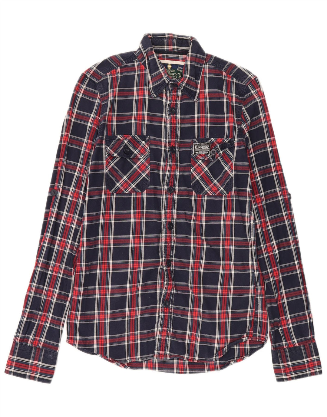 Superdry Chemise en flanelle à petits carreaux bleu marine en coton