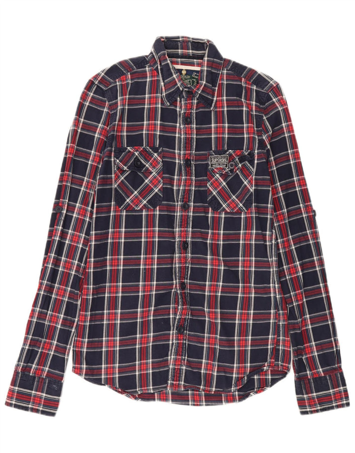 Superdry Chemise en flanelle à petits carreaux bleu marine en coton