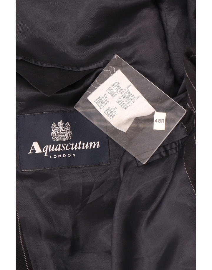 Aquascutum Veste blazer à 2 boutons pour homme UK 48 3XL en laine à fines rayures bleu marine