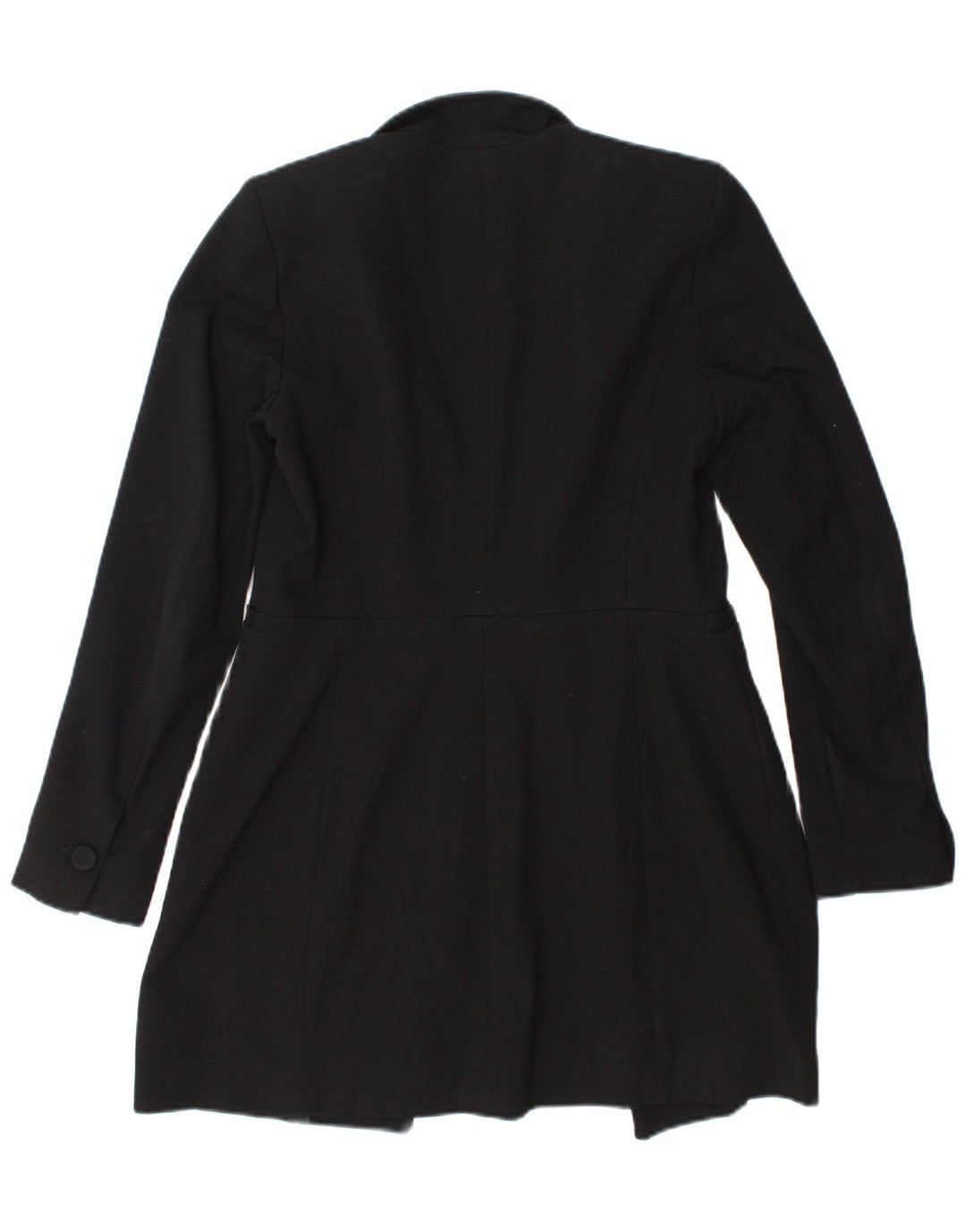 Zara Veste Blazer Longue Femme UK 10 Petit Noir Polyester