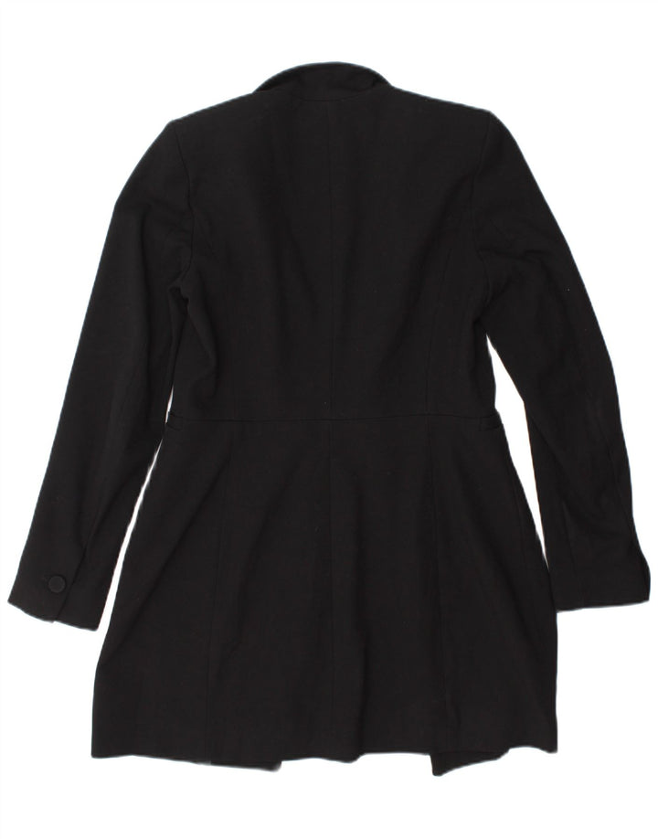 Zara Veste Blazer Longue Femme UK 10 Petit Noir Polyester