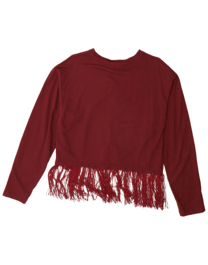 ZARA Chemisier surdimensionné pour femme UK 10 Petit coton bordeaux
