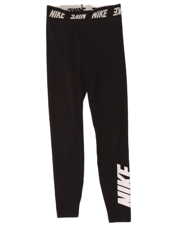 Nike Womens Graphic Leggings UK 10 Small Black Polyester