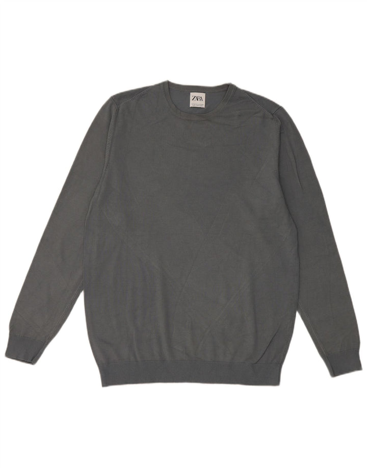 Zara Pull ras du cou pour femme UK 14 Gris moyen Viscose