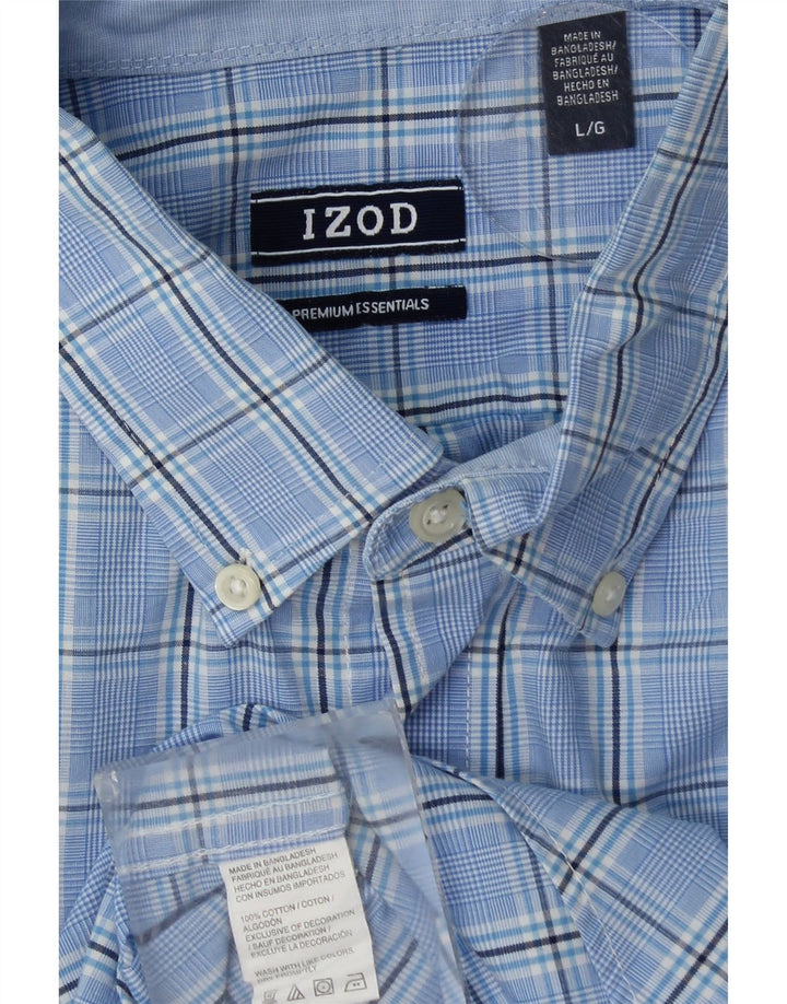 IZOD Chemise Homme Grand Carreau Bleu Coton