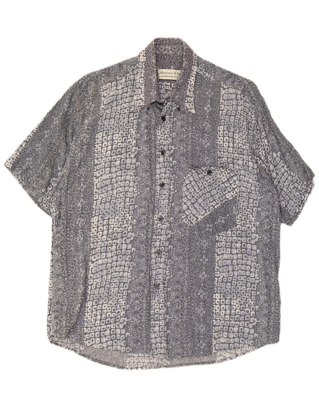 Harrison & Son Chemise à Manches Courtes à Motif Abstrait Homme Gris Moyen Viscose