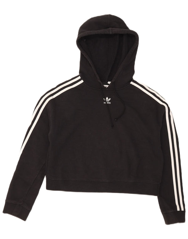Adidas Sweat-shirt court surdimensionné pour femme UK 10 Petit coton noir