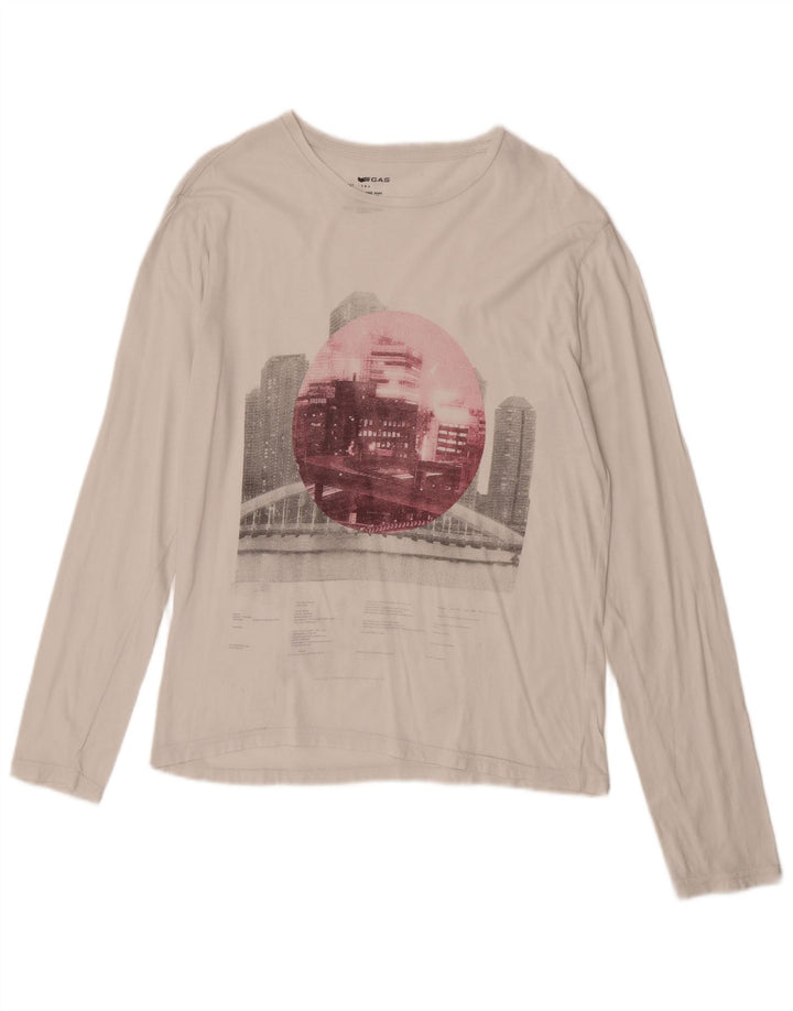 Gas Haut graphique à manches longues pour femme UK 16 Large Blanc